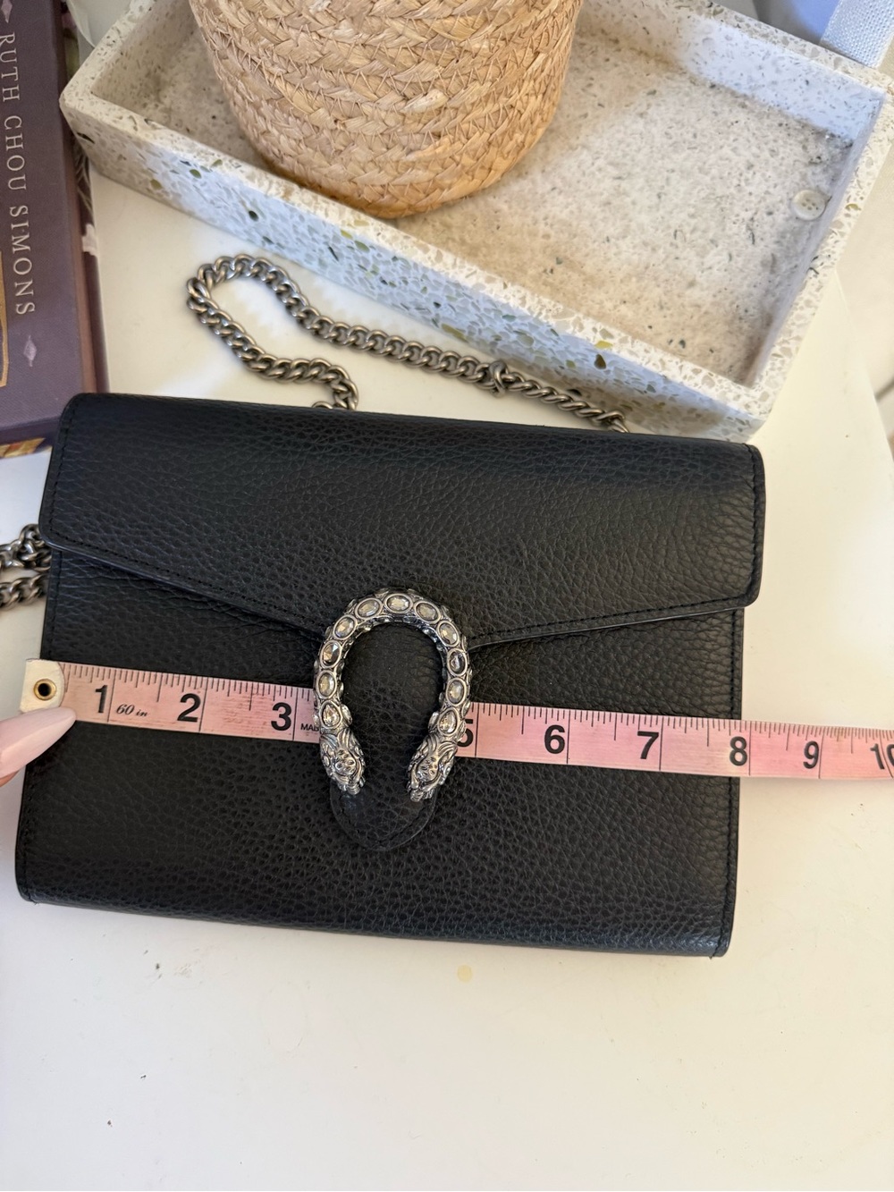 Gucci Dionysus Black Textured Leather Clutch with Decorative Buckle FIRM PRICE - Picture 9 of 15